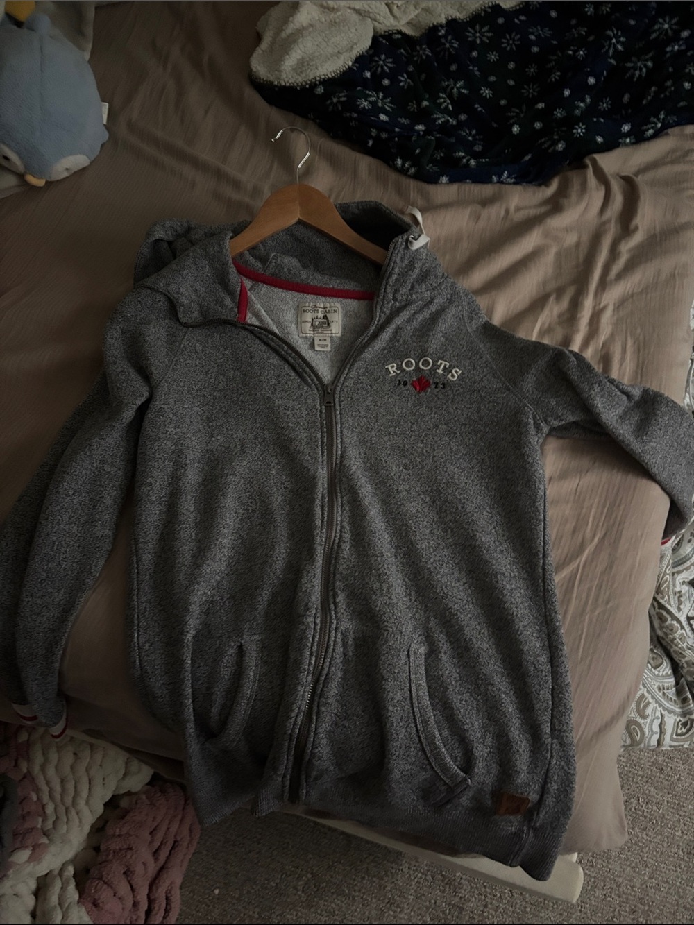 Roots Grey Zip-Up Hoodie